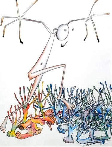 Dessin intitulée "Opinion publique" par Didier Dubuis, Œuvre d'art originale, Crayon