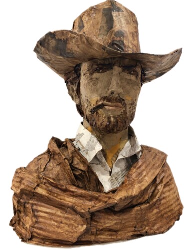 Escultura titulada "Clint" por Didier Mori, Obra de arte original, Cartulina