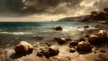 Digital Arts titled "Rocks 'n' Sea" by Didier Pistol, Original Artwork, AI generated image