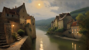 "By the riverside" başlıklı Dijital Sanat Didier Pistol tarafından, Orijinal sanat, AI tarafından oluşturulan görüntü