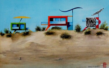 Painting titled "Les vacances des Té…" by Didier Plane, Original Artwork, Watercolor