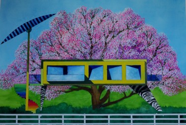 Dibujo titulada "Vivre le Printemps !" por Didier Plane, Obra de arte original, Acuarela