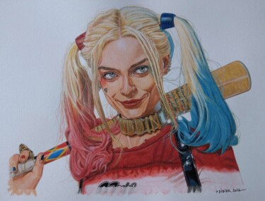 Rysunek zatytułowany „Harley Quinn  (Marg…” autorstwa Didier Plouviez, Oryginalna praca, Akwarela