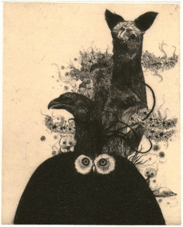 Prenten & gravures getiteld "Iyami" door Didier Hamey, Origineel Kunstwerk, Gravure