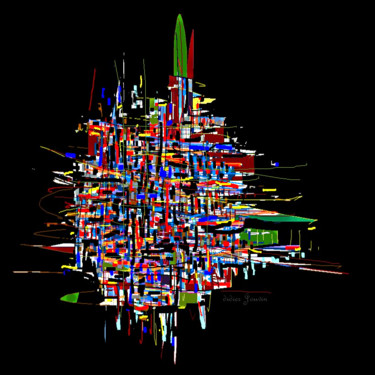 Digitale Kunst mit dem Titel ""Composition à fond…" von Didier Jouvin, Original-Kunstwerk, Digitale Malerei