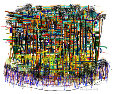 Arts numériques intitulée ""Pins maritimes à l…" par Didier Jouvin, Œuvre d'art originale, Peinture numérique