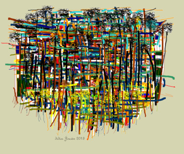 Arts numériques intitulée ""Pins maritimes N°1"" par Didier Jouvin, Œuvre d'art originale, Peinture numérique