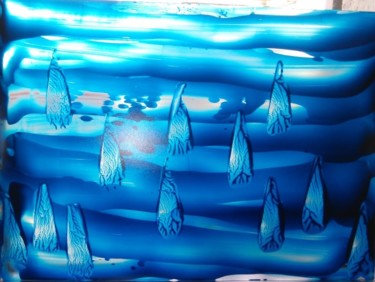 Peinture intitulée "vitreau-bleu-ii.jpg" par Didier Moons, Œuvre d'art originale, Acrylique