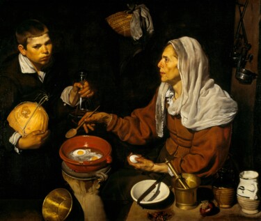 Schilderij getiteld "Une vieille femme c…" door Diego Velázquez, Origineel Kunstwerk, Olie