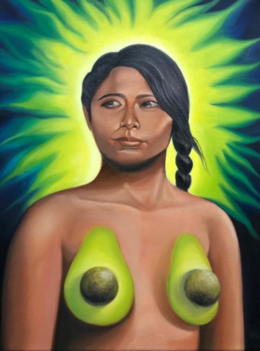 Painting titled "madre" by Diego Alberto Arellano Fajardo, Original Artwork, Oil Mounted on Wood Stretcher frame