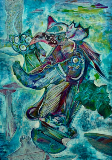 Malerei mit dem Titel "Ganesha's Reich" von Dieter Stockmann, Original-Kunstwerk, Acryl