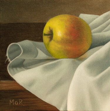 Painting titled "Apple And Cloth I" by Dietrich Moravec, Original Artwork, Oil