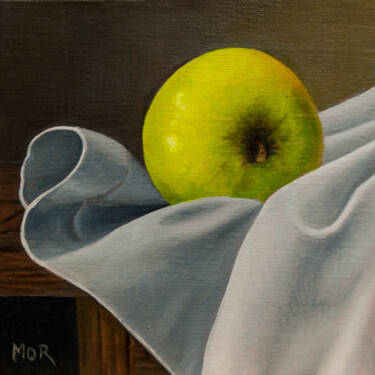 Painting titled "Apple And Cloth II" by Dietrich Moravec, Original Artwork, Oil