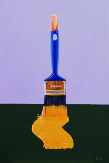 Peinture intitulée "Yellow Brushstroke" par Dietrich Moravec, Œuvre d'art originale, Acrylique