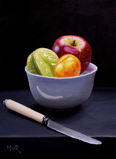 "Fruitbowl And Knife" başlıklı Tablo Dietrich Moravec tarafından, Orijinal sanat, Petrol