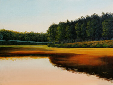 「Glowing River」というタイトルの絵画 Dietrich Moravecによって, オリジナルのアートワーク, アクリル ウッドパネルにマウント