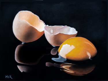 Dibujo titulada "Smashed Egg" por Dietrich Moravec, Obra de arte original, Pastel