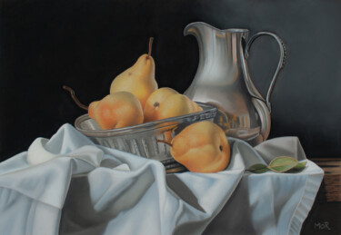 Pittura intitolato "Pears and Silver Jug" da Dietrich Moravec, Opera d'arte originale, Pastello