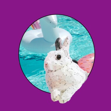 Digitale Kunst getiteld "konijnzwembadPU" door Digitalartforyou, Origineel Kunstwerk, Digitaal Schilderwerk