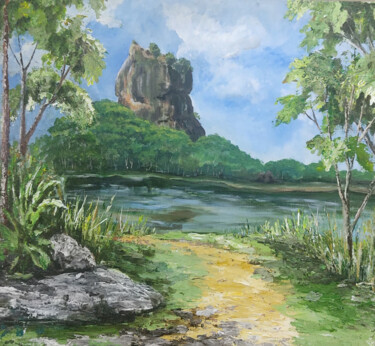 Painting titled "Sigiriya Rock Fortr…" by Dilan Thameera Samarathunga, Original Artwork, Acrylic