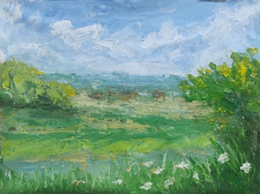 Painting titled "A serene Meadow" by Dilan Thameera Samarathunga, Original Artwork, Acrylic