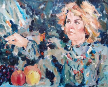 Painting titled "Prima" by Dilshod Khudayorov, Original Artwork, Oil Mounted on Wood Stretcher frame