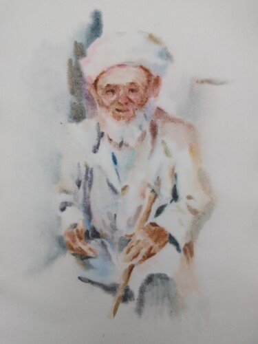 Malarstwo zatytułowany „Kind old man” autorstwa Dilshod Khudayorov, Oryginalna praca, Akwarela