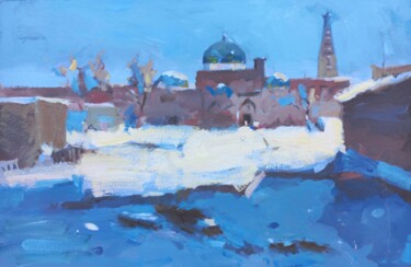 Картина под названием "KHIVA WINTER" - Dilshod Khudayorov, Подлинное произведение искусства, Масло Установлен на картон