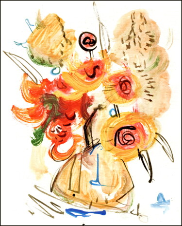 Drawing titled "bouquet 9.jpg" by Dima Dima Vil Ms Wilms (Rok Zivopisec Rock Painter), Original Artwork, Acrylic