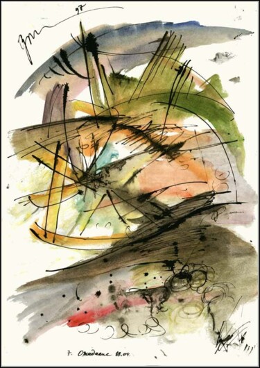 Drawing titled "Attente 18.04 Paysa…" by Dima Dima Vil Ms Wilms (Rok Zivopisec Rock Painter), Original Artwork, Gouache