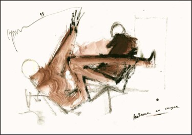 Dessin intitulée "Fall from the chair…" par Dima Dima Vil Ms Wilms (Rok Zivopisec Rock Painter), Œuvre d'art originale, Goua…