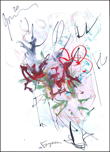 Drawing titled "abstract bouquet 44" by Dima Dima Vil Ms Wilms (Rok Zivopisec Rock Painter), Original Artwork, Watercolor