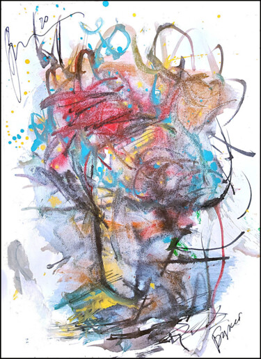 Drawing titled "abstract bouquet 86…" by Dima Dima Vil Ms Wilms (Rok Zivopisec Rock Painter), Original Artwork, Gouache