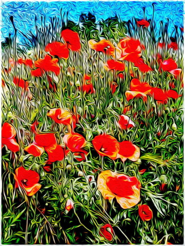 Arts numériques intitulée "маки   Poppies" par Dima Dima Vil Ms Wilms (Rok Zivopisec Rock Painter), Œuvre d'art originale, P…