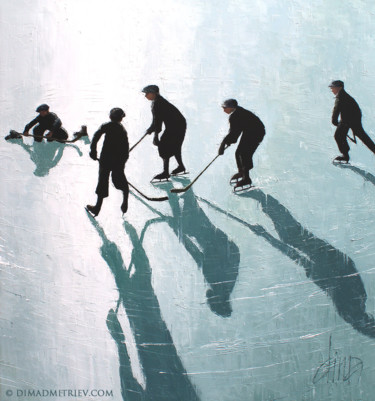 Painting titled "Ice Shadows" by Dima Dmitriev, Original Artwork, Oil
