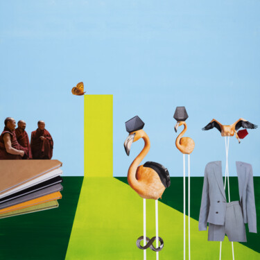 Коллажи под названием "stilt master" - Dima Dobrovolskij, Подлинное произведение искусства, Коллажи Установлен на картон