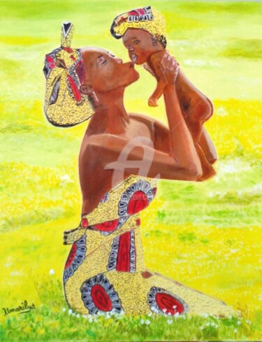 Malerei mit dem Titel "TENDRESSE MATERNELLE" von Umarilys, Original-Kunstwerk, Öl