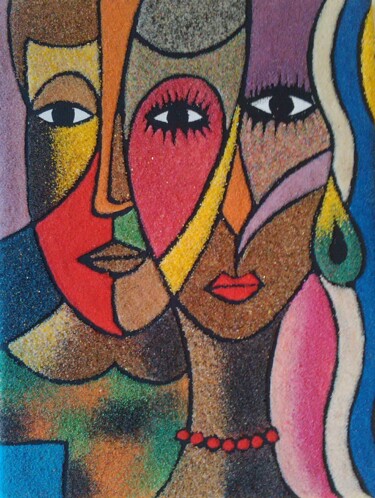 Peinture intitulée "Abstrait couple afr…" par Dime, Œuvre d'art originale