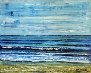 Картина под названием "Possidi Beach Wave 3" - Dimitra Papageorgiou, Подлинное произведение искусства, Масло