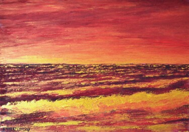 Painting titled "Golden Wave" by Dimitra Papageorgiou, Original Artwork, Acrylic