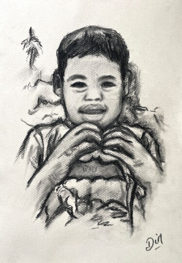 Drawing titled ""Jeune lao à Nong K…" by Dimitri Vincent, Original Artwork, Charcoal