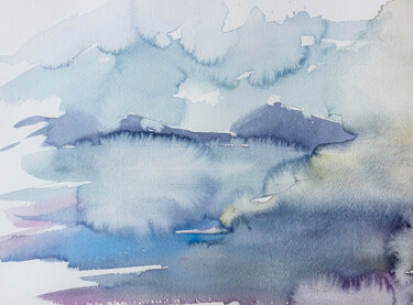 Malerei mit dem Titel "Winter seascape: gr…" von Dina Aseeva, Original-Kunstwerk, Aquarell