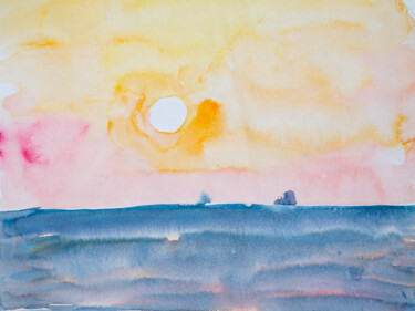 Ζωγραφική με τίτλο "Before sunset - shi…" από Dina Aseeva, Αυθεντικά έργα τέχνης, Ακουαρέλα