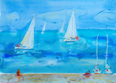Painting titled "A day near the sea…" by Dina Aseeva, Original Artwork, Watercolor