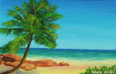 Painting titled "Remote island" by Dinara Aristo, Original Artwork, Oil