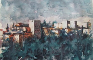 Painting titled "Alhambra" by Diogo Mariscal, Original Artwork, Watercolor