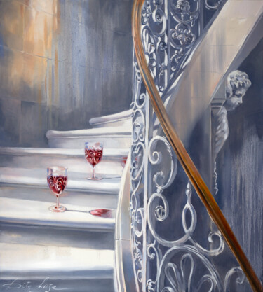 Painting titled "Pinot Noir" by Dita Lūse, Original Artwork, Oil Mounted on Wood Stretcher frame