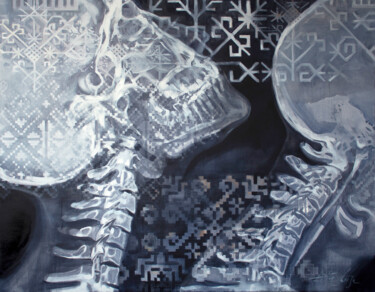 Картина под названием "Ethnic code" - Dita Lūse, Подлинное произведение искусства, Масло Установлен на Деревянная рама для н…