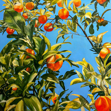 Pintura intitulada "Tangerine tree" por Ditim, Obras de arte originais, Óleo Montado em Armação em madeira