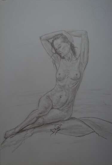 「Sitting nude sketch」というタイトルの描画 Diviciacによって, オリジナルのアートワーク, 鉛筆